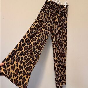 Chic Animal Print Tie-Waist Pants